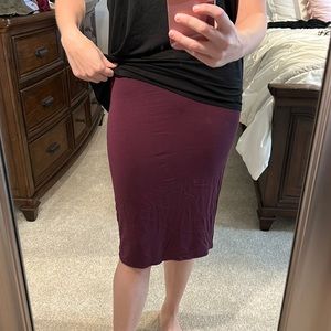 Burgundy Knit Pencil Skirt